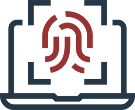 Cybersecurity Managed Services Icon - Laptop with fingerprint overlaying