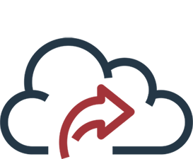 Office 365 Managed Services and Azure Support Icon - Dark blue and dark red cloud with arrow