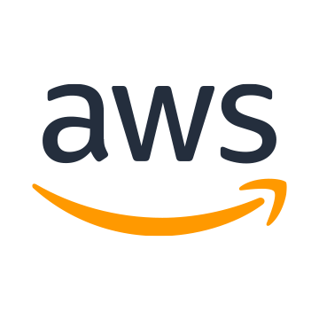 AWS Logo - Black sans-serif type with orange curved arrow below